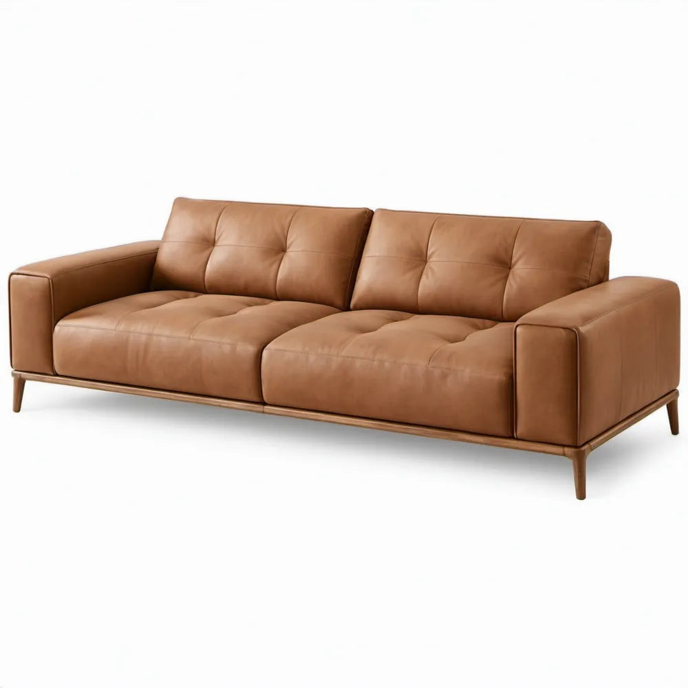 3-zitsbank van PU-kunstleer, Cognacbruin, 220 x 92 x 84 cm