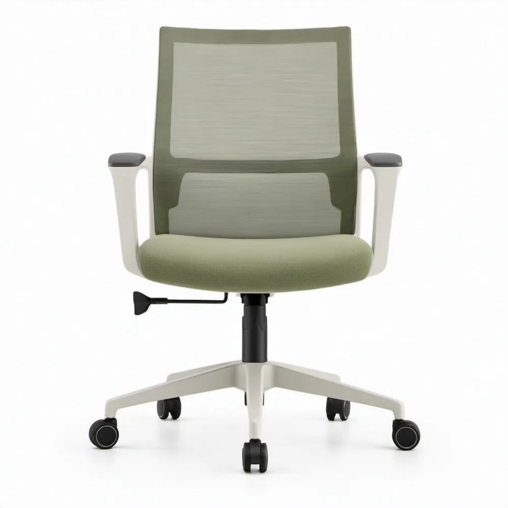 Ergonomische bureaustoel met verstelbare zithoogte, olijfgroen/wit/zwart, 62 x 62 x 91-101 cm