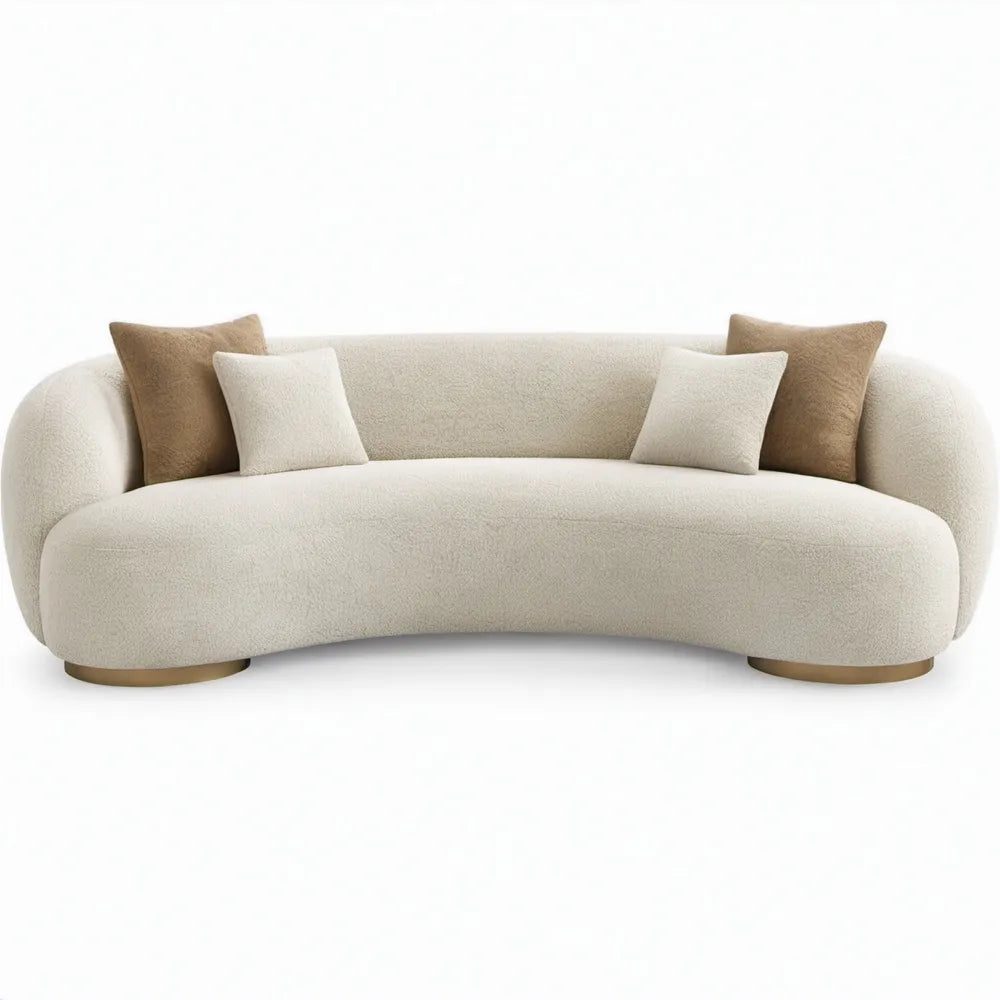 Gebogen 3-zitsbank 230 x 100 x 75 cm Crème polyester bouclé