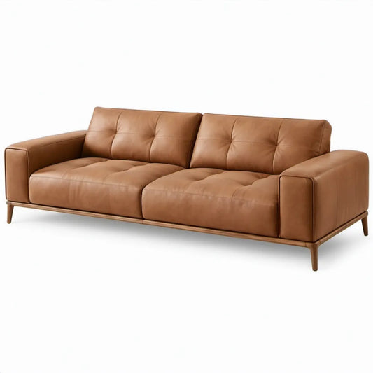 3-zitsbank van PU-kunstleer, Cognacbruin, 220 x 92 x 84 cm