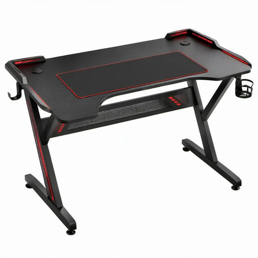 Gamingbureau met gebogen voorzijde 120 x 60 x 75 cm Zwart/Rood