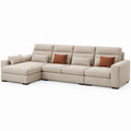 Beige hoekbank met chaise longue links, 320 x 165 x 88 cm