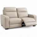 2-zits relaxbank met verstelbare rugleuningen en voetensteunen, beige PU-kunstleer, 165 x 95 x 102 cm