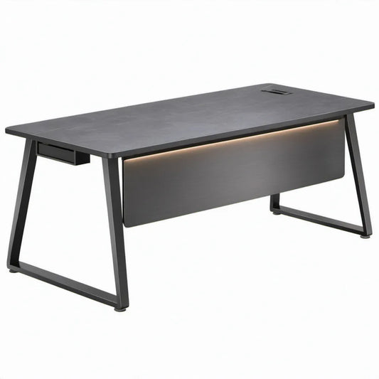Gamingbureau 160 x 70 x 75 cm Zwart met MDF-blad, stalen frame, LED-verlichting en kabeldoorvoer