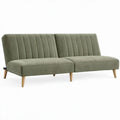 Armloze 2-zitsbank 180 x 84 x 82 cm in olijfgroen fluweel met naturel houten poten