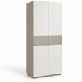 2-deurs archiefkast 80 x 40 x 180 cm wit met grijs eikendecor