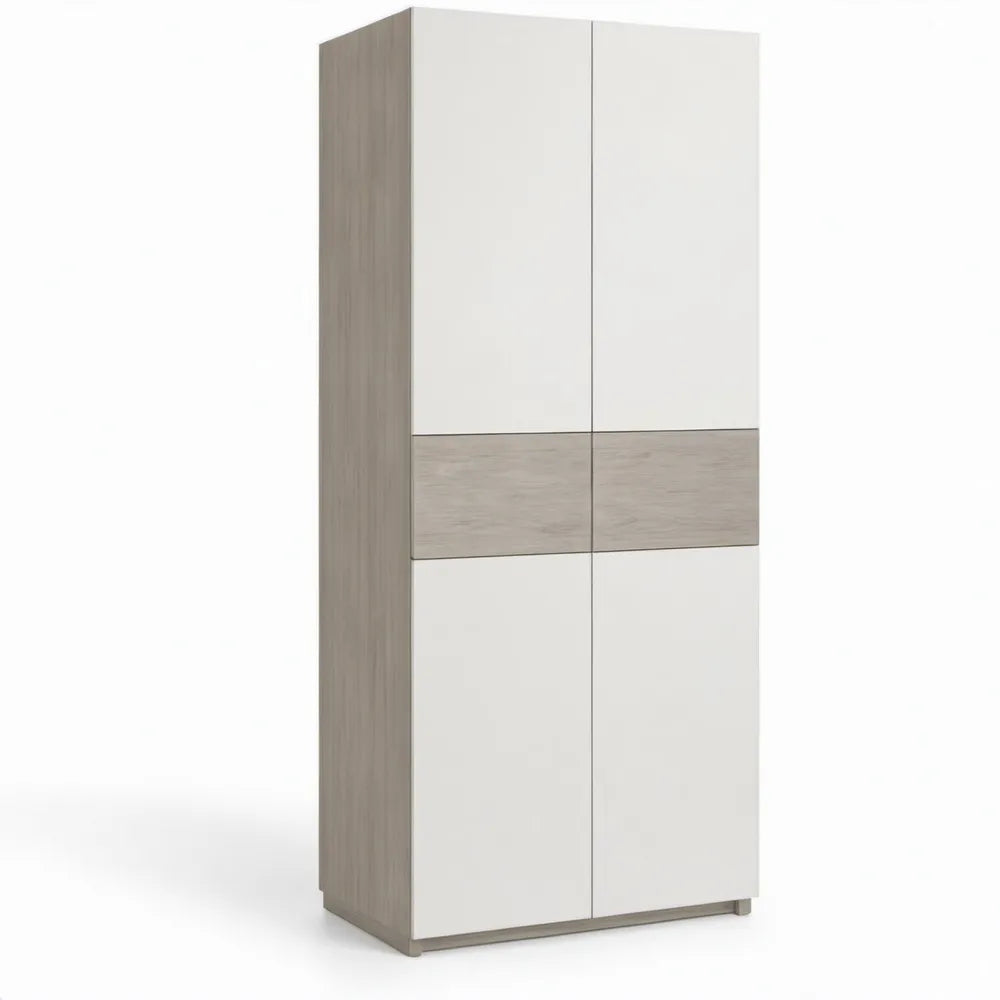 2-deurs archiefkast 80 x 40 x 180 cm wit met grijs eikendecor