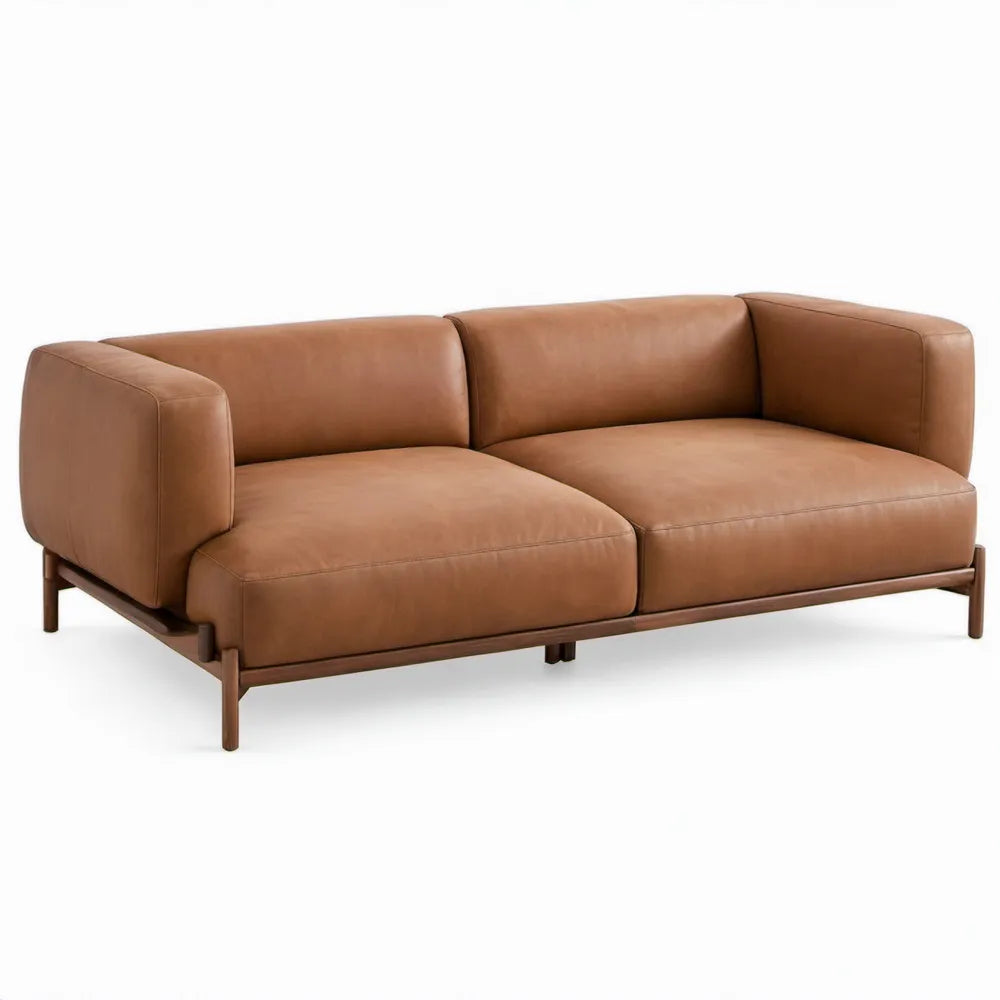2-zitsbank 180 x 85 x 78 cm van cognac PU-kunstleer