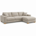 Beige hoekbank met chaise longue rechts, polyester, 260 x 160 x 85 cm