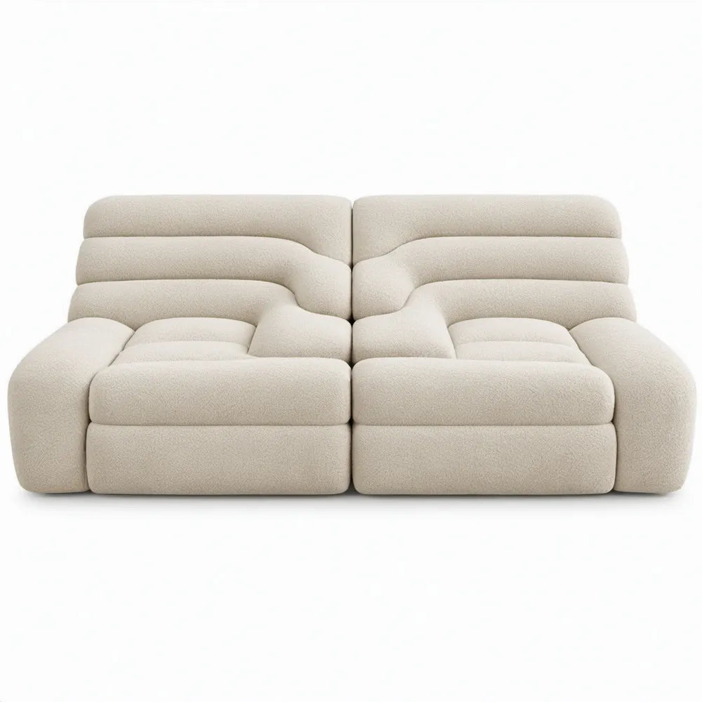 Modulaire 2-zitsbank 220 x 100 x 75 cm in crèmekleurige polyester bouclé