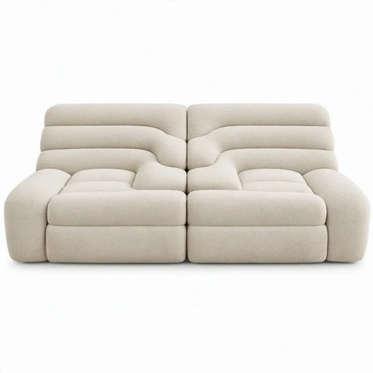 Modulaire 2-zitsbank 220 x 100 x 75 cm in crèmekleurige polyester bouclé