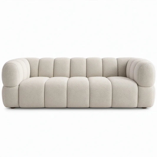 3-zitsbank 230 x 100 x 72 cm Ivoor Gebogen Bouclé